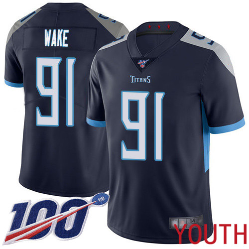 Tennessee Titans Limited Navy Blue Youth Cameron Wake Home Jersey NFL Football #91 100th Season Vapor Untouchable->youth nfl jersey->Youth Jersey